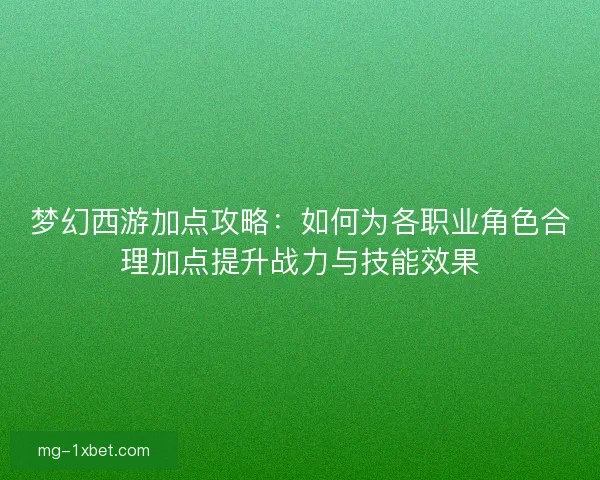 梦幻西游加点攻略：如何为各职业角色合理加点提升战力与技能效果